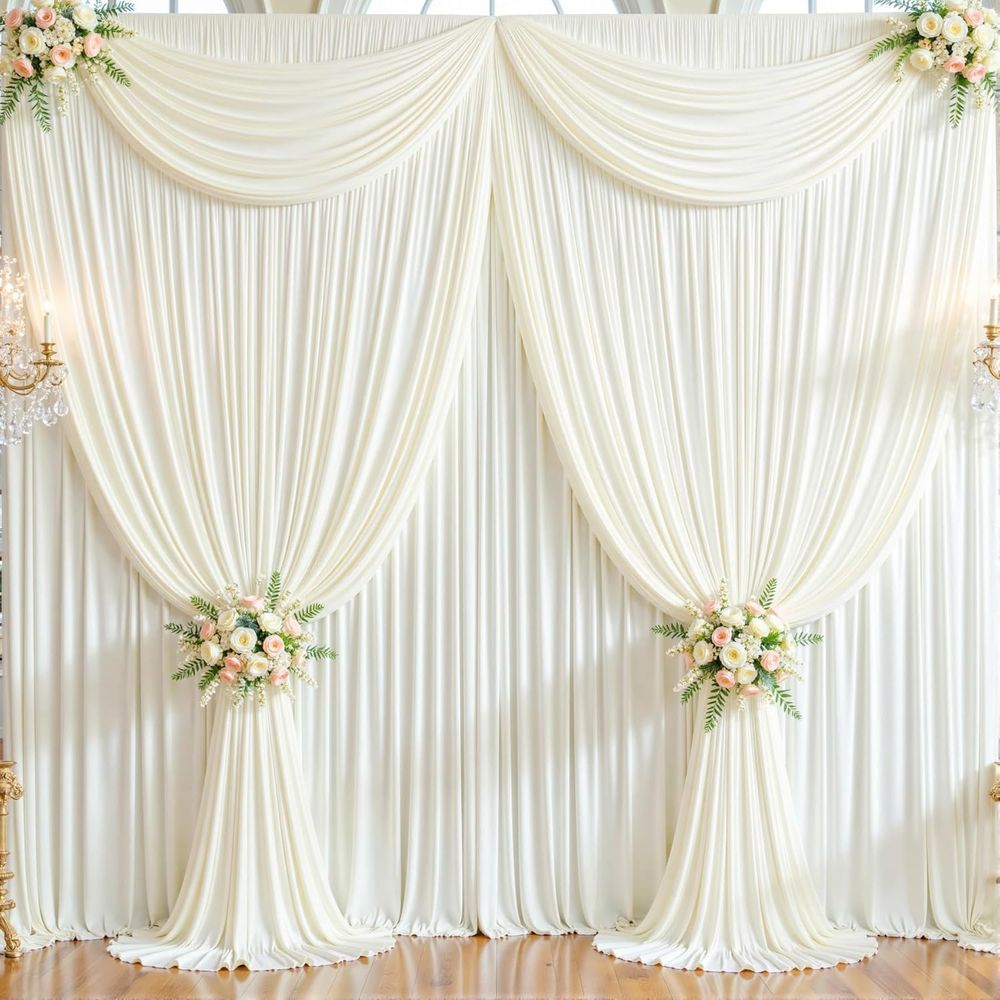 Wedding Backdrop Curtain - 50t x 10t Wrinkle ree Ivory