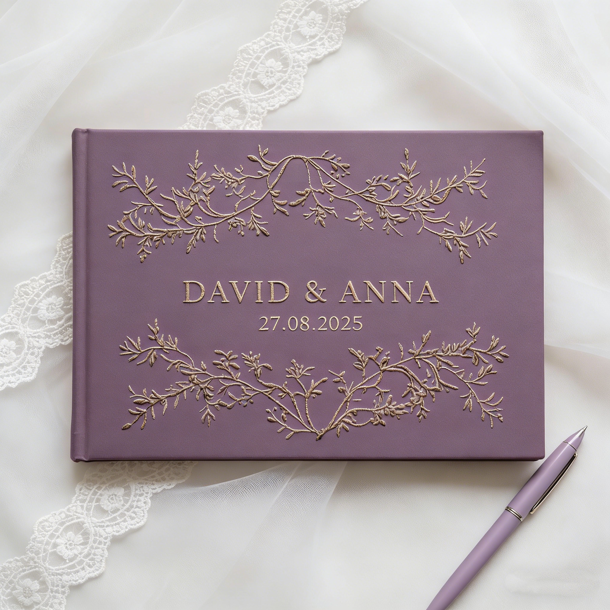 Personalized Guest Book - Custom Personalized Linen Wedding Guest Book