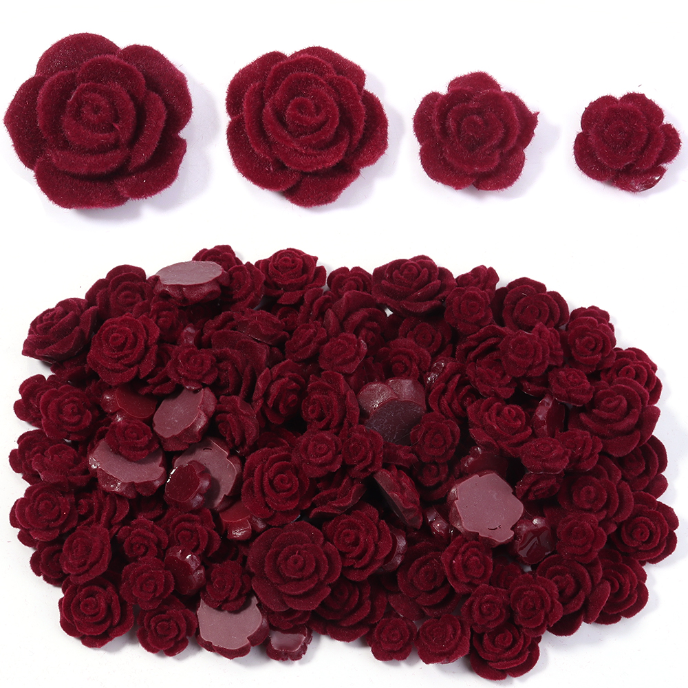 Wedding Decoration Supply - 20pcs Resin Rose Flower Wine Red