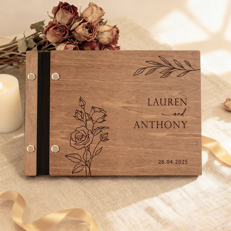 Personalized Guest Book - Personalized Wooden Wedding Guest Book Custom