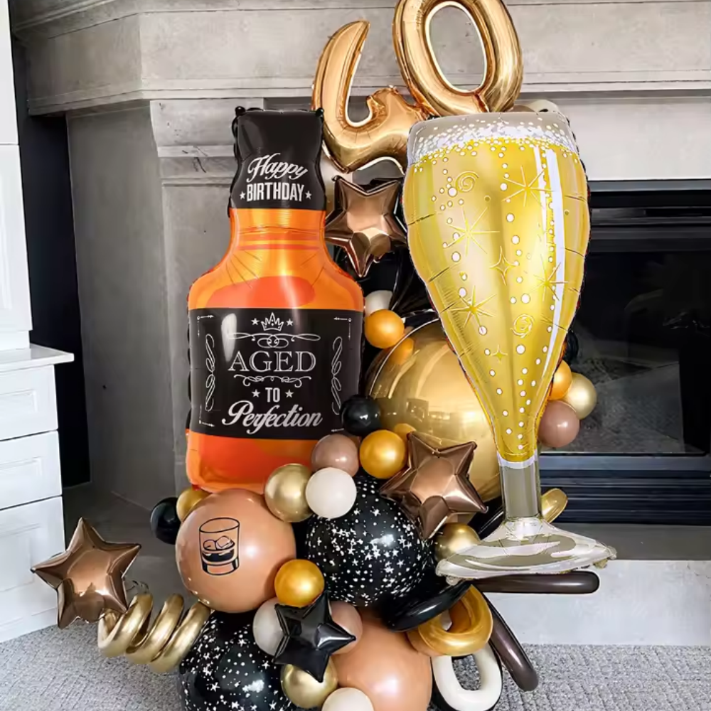 Wedding Alcohol Supply - Whiskey Goblet Bottle Beer Foil Helium
