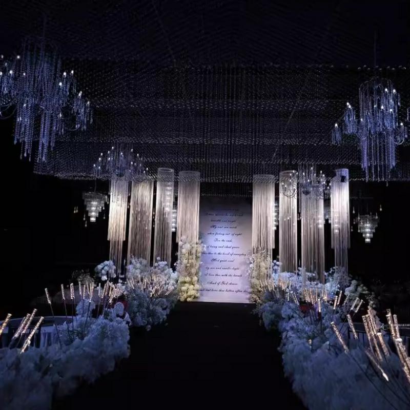 3PCS White Encrypted Line Curt - Wedding Backdrop Curtain avis et prix