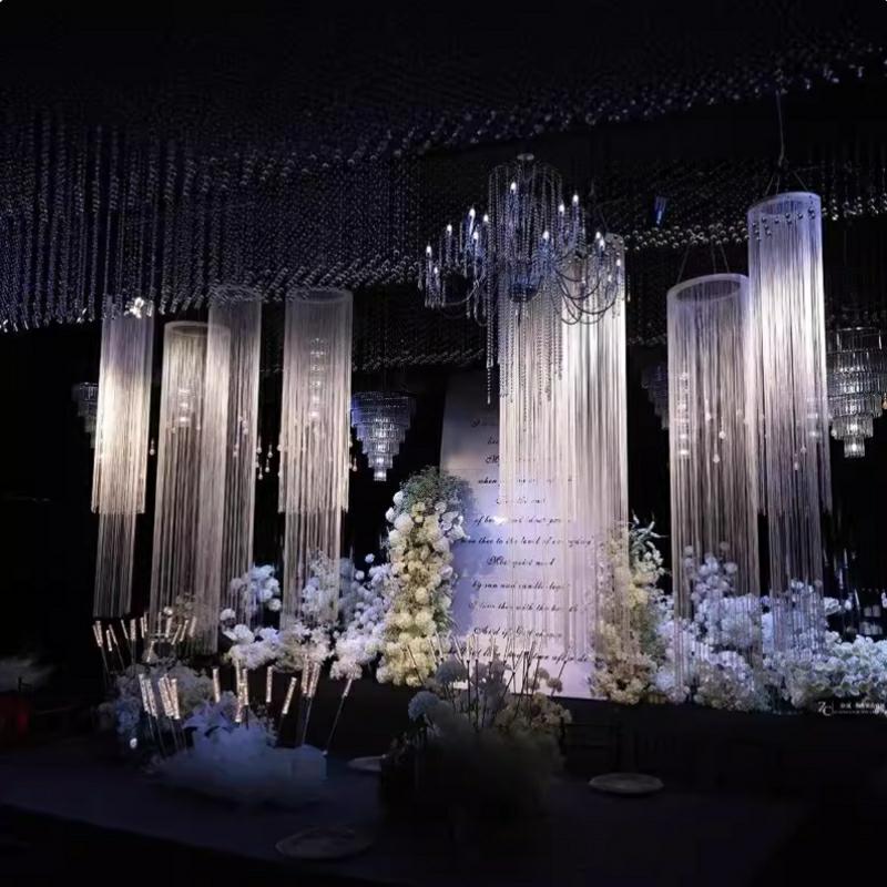 3PCS White Encrypted Line Curt - Wedding Backdrop Curtain avis et prix