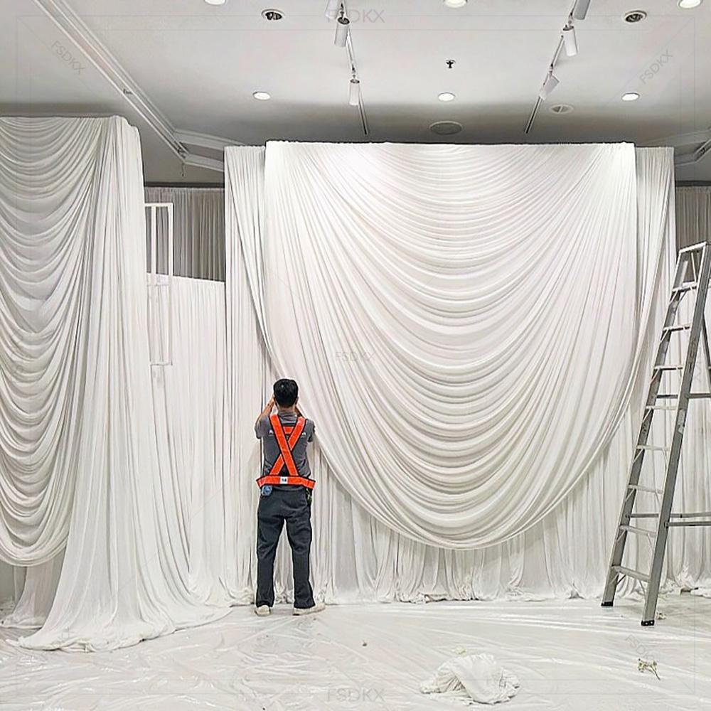 FSDKX Cheap White Ice Silk Clo - Wedding Backdrop Curtain avis et prix