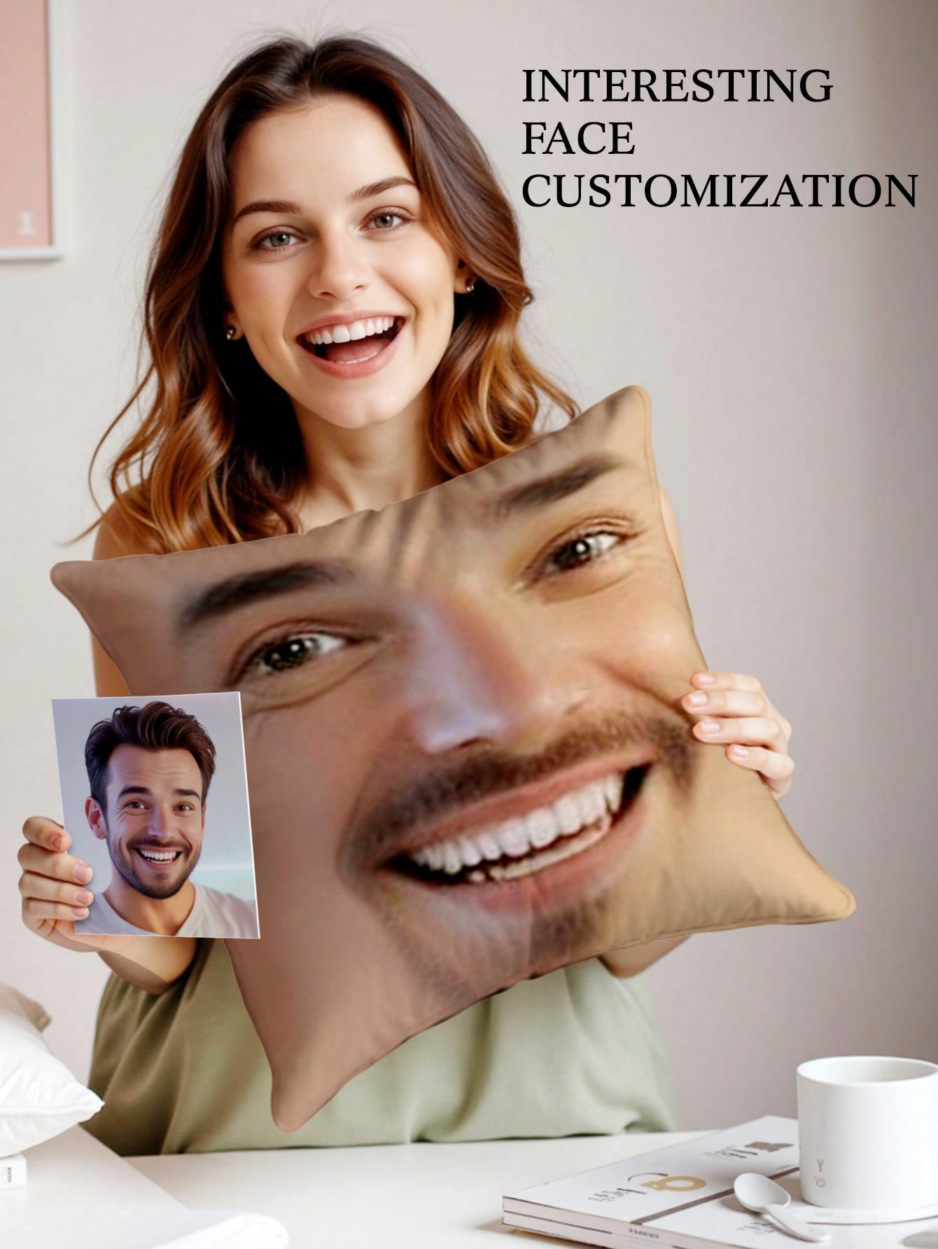 1pc Custom Face Square Pillow  - Wedding Party Supply avis et prix