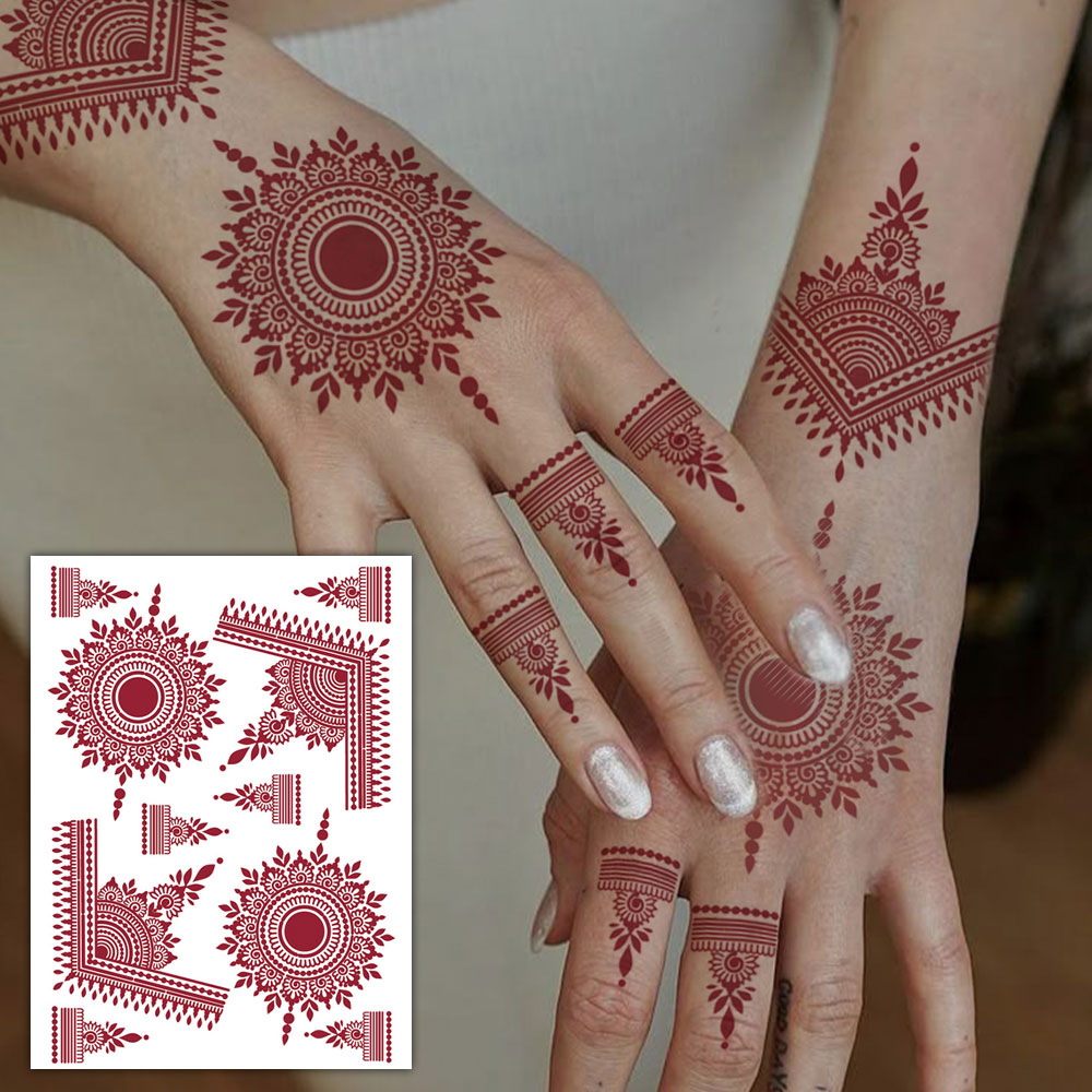Red Lace Henna Waterproof Temp - Wedding Sutra avis et prix