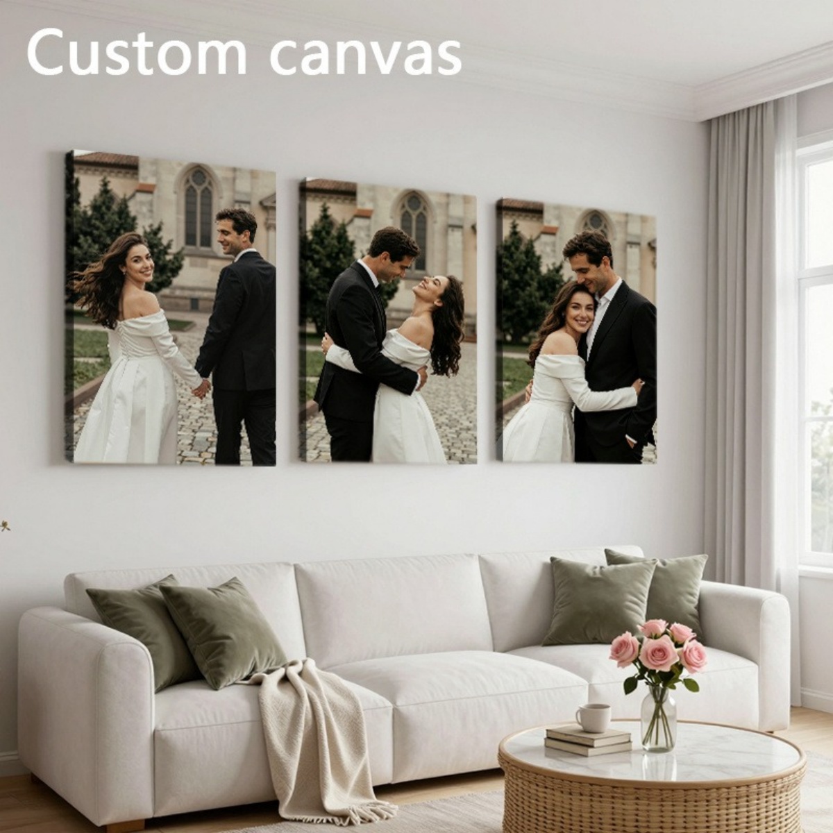 Set of 3 Custom Photo Canvas P - Wedding Party Supply avis et prix