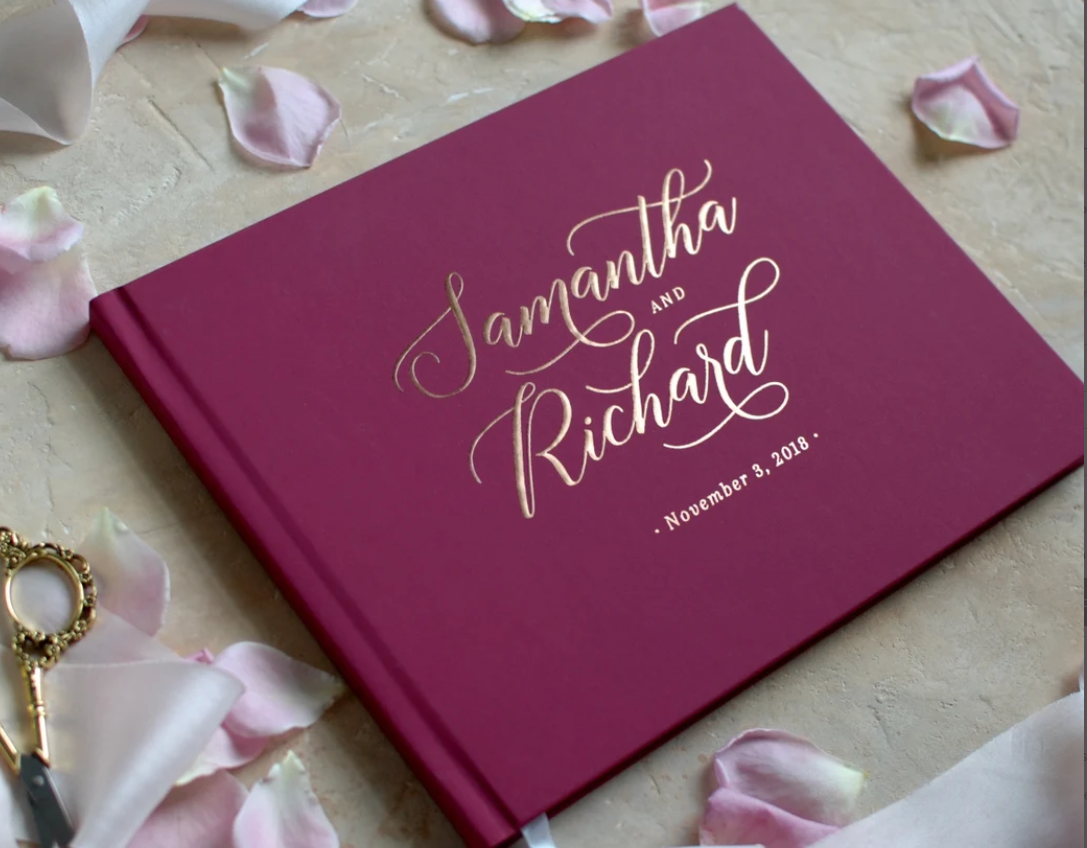 Custom Elegant Wedding Guest B - Personalized Guest Book avis et prix