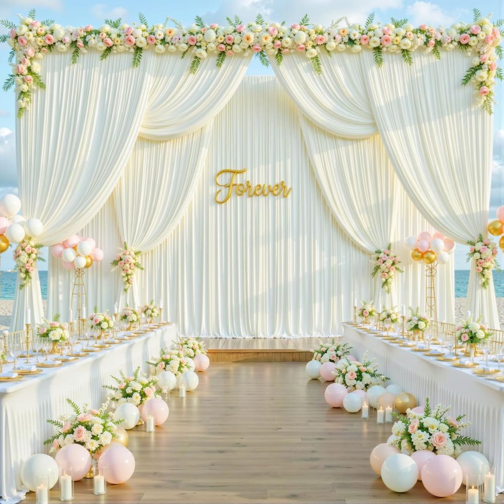 50t x 10t Wrinkle ree Ivory We - Wedding Backdrop Curtain avis et prix