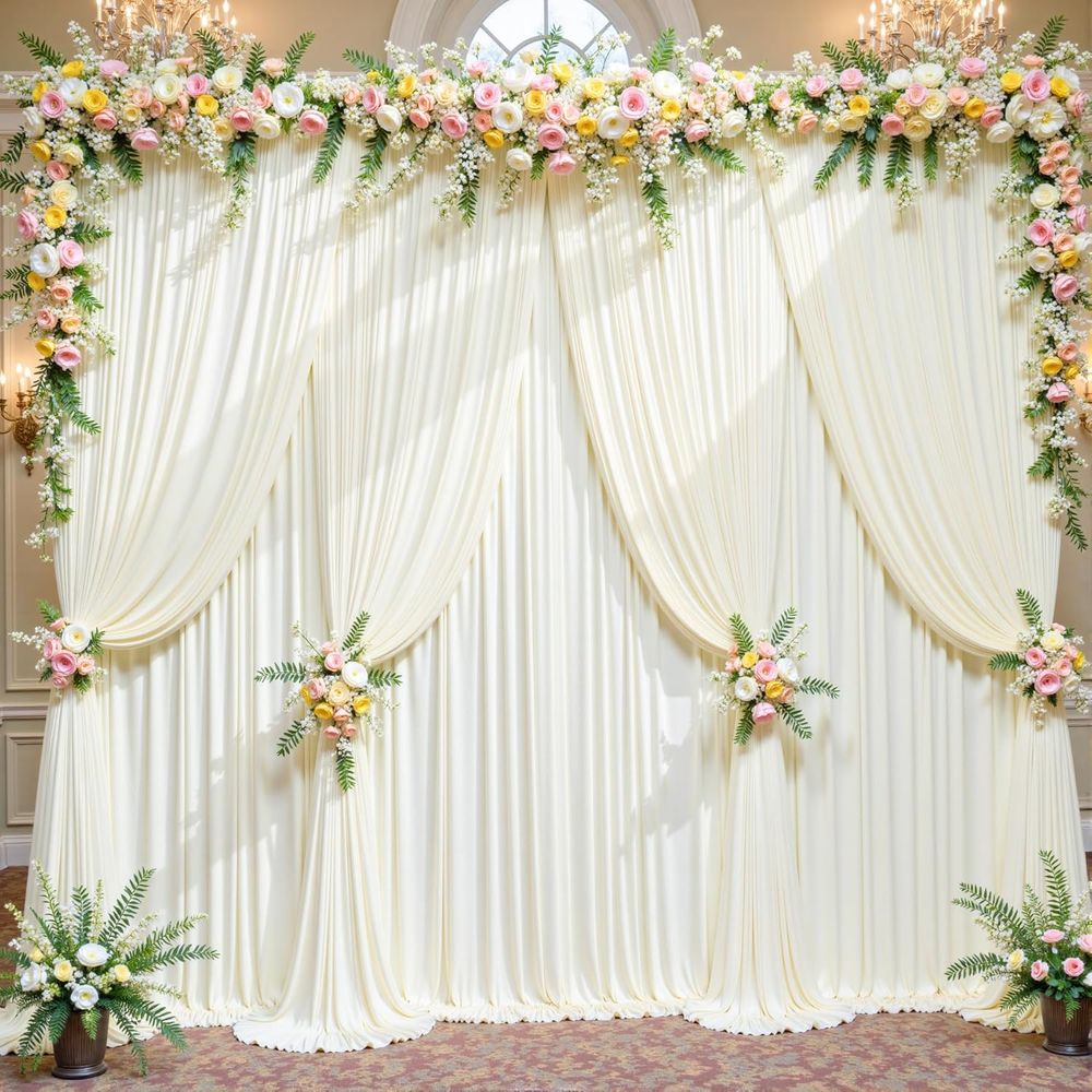 50t x 10t Wrinkle ree Ivory We - Wedding Backdrop Curtain avis et prix