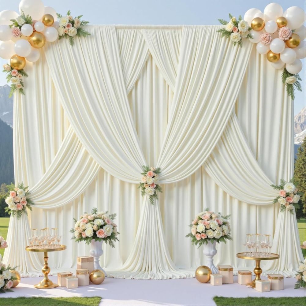 50t x 10t Wrinkle ree Ivory We - Wedding Backdrop Curtain avis et prix