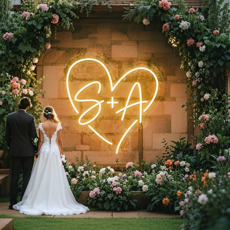 Custom Initials Heart LED Neon - Wedding Party Supply avis et prix
