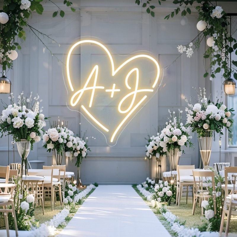 Custom Initials Heart LED Neon - Wedding Party Supply avis et prix