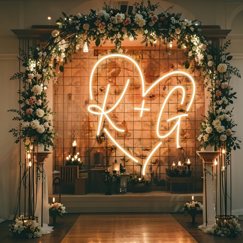 Custom Initials Heart LED Neon - Wedding Party Supply avis et prix