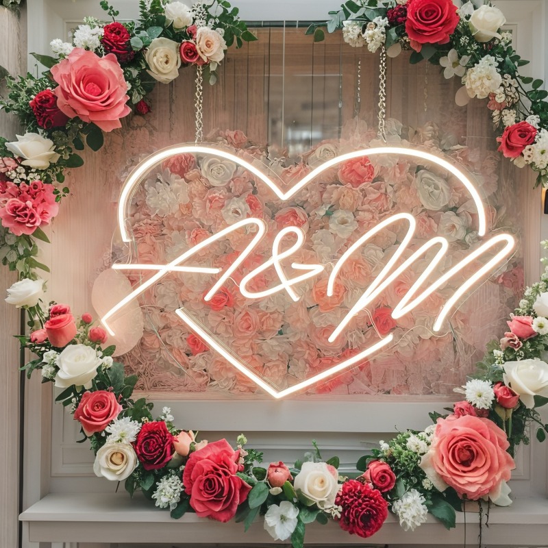 Custom Initials Heart LED Neon - Wedding Party Supply avis et prix
