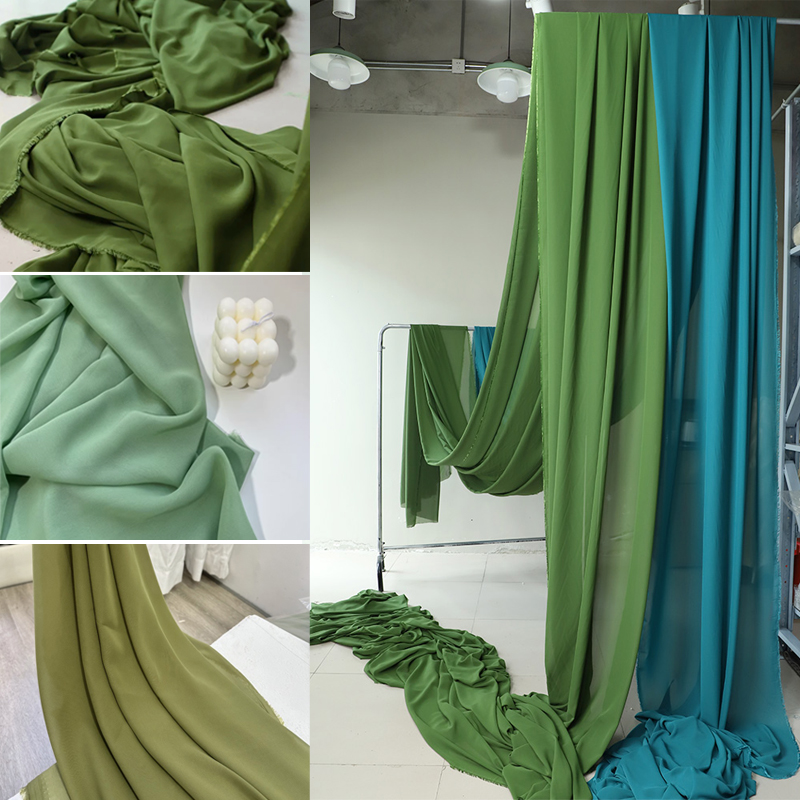 Olive Avocado Green Chiffon Fa - Wedding Backdrop Curtain avis et prix