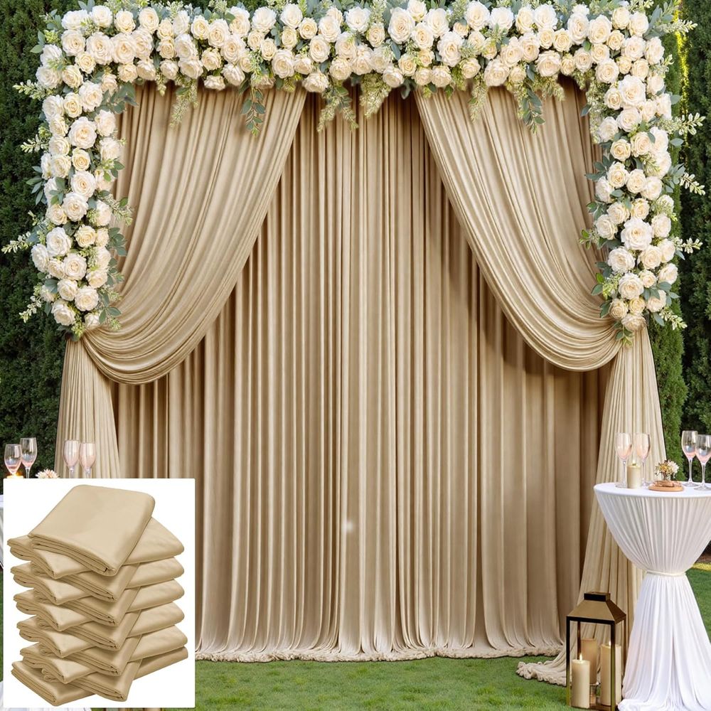 60×14 t Beige Backdrop Curtain - Wedding Backdrop Curtain avis et prix