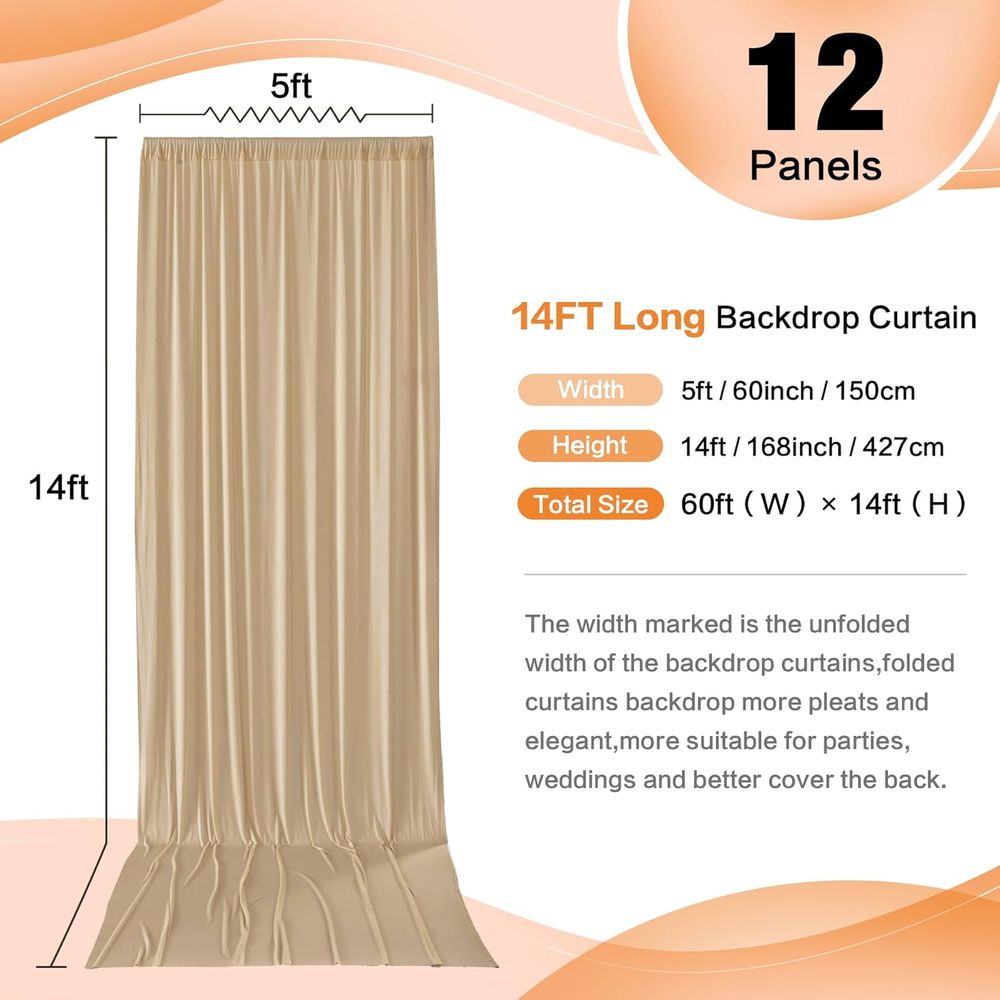 60×14 t Beige Backdrop Curtain - Wedding Backdrop Curtain avis et prix