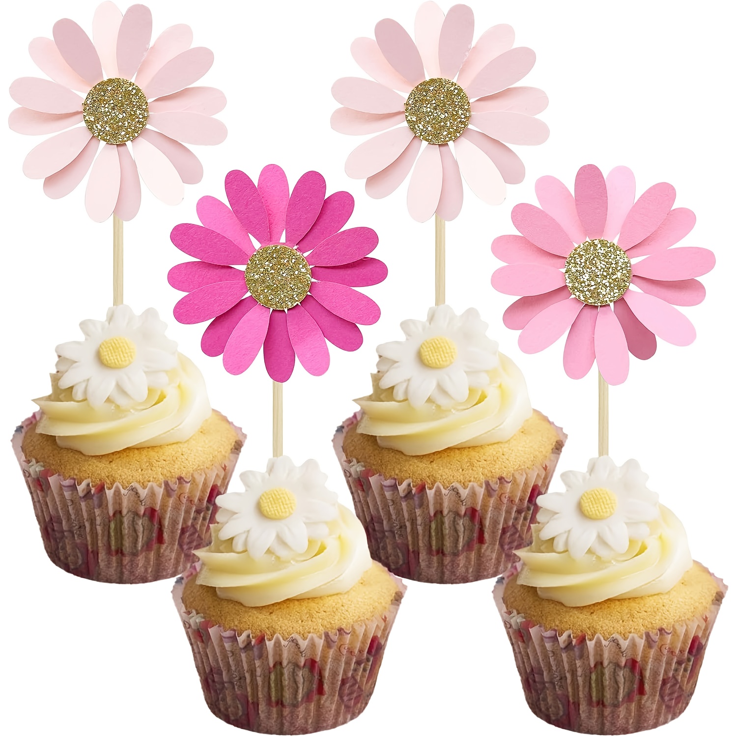 24 pieces Daisy Cupcake Decora - Wedding Decoration Supply avis et prix