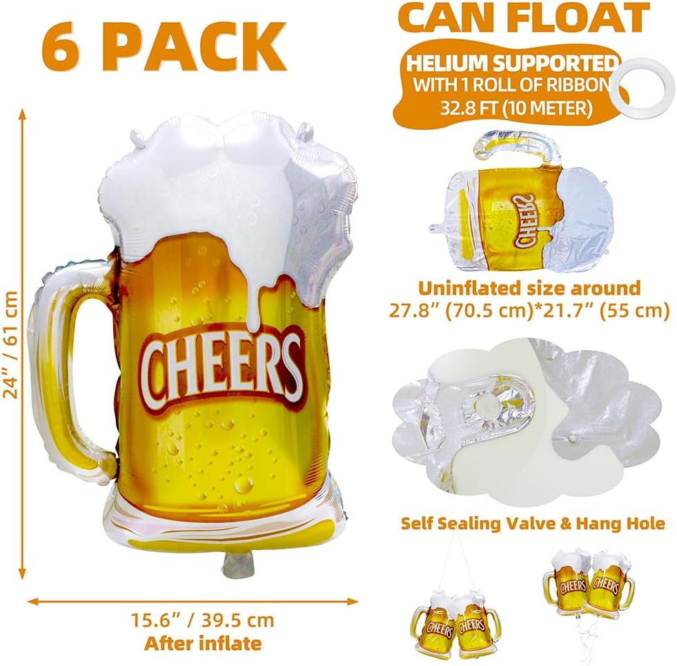 6pcs Cheers Beer Mug Balloons  - Wedding Alcohol Supply avis et prix
