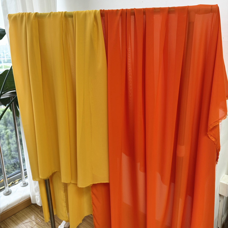 Yellow Orange Chiffon Fabric B - Wedding Backdrop Curtain avis et prix