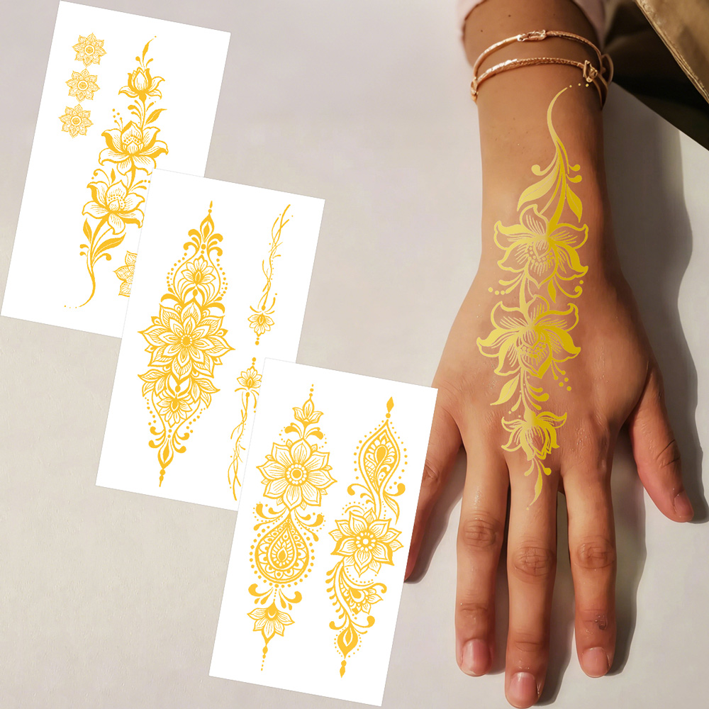 1pc Metallic Flower Tattoo Sti - Wedding Sutra avis et prix