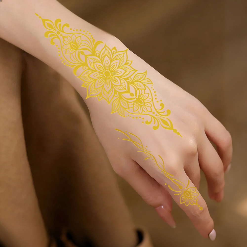 1pc Metallic Flower Tattoo Sti - Wedding Sutra avis et prix