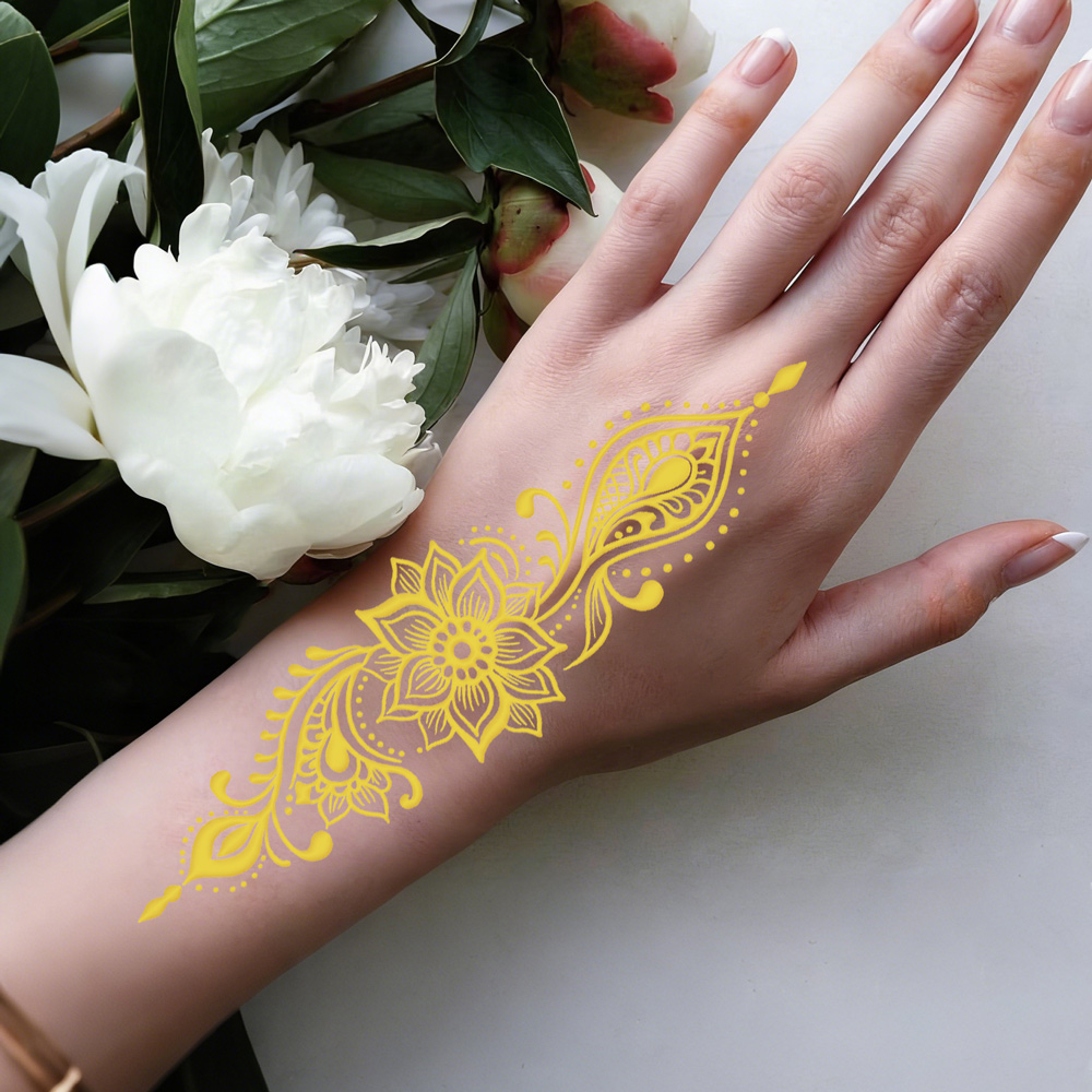 1pc Metallic Flower Tattoo Sti - Wedding Sutra avis et prix