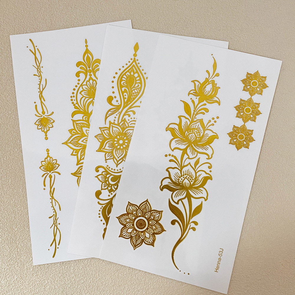 1pc Metallic Flower Tattoo Sti - Wedding Sutra avis et prix
