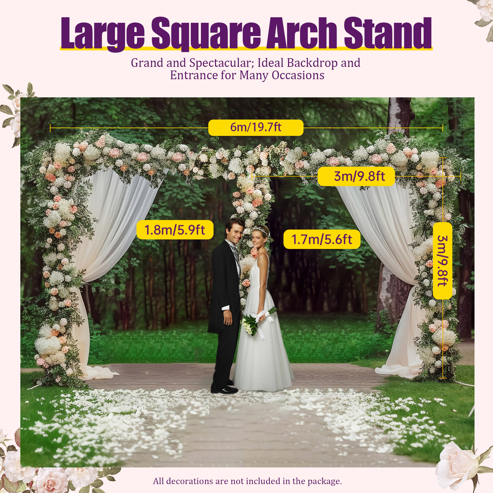 3x6m/10x20ft Metal Wedding Arc - Wedding Backdrop Curtain avis et prix